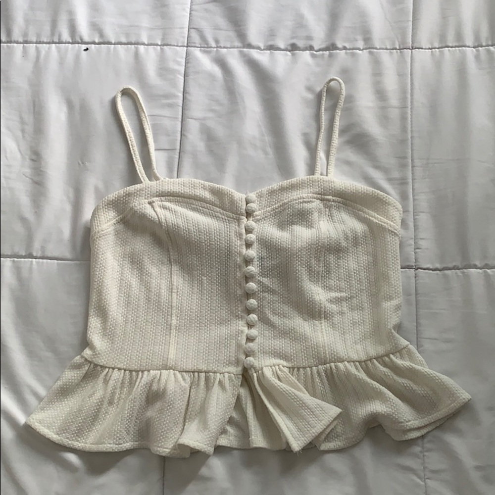 White ruffle top